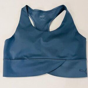 PUMA Sports Bra Exhale Light Support Size M Blue